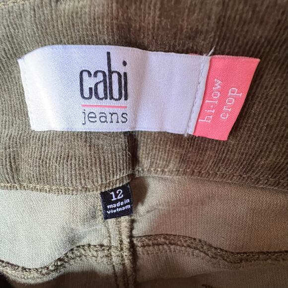 Cabi Pants Womens Size 12 Brownish Green Hi Low Crop Corduroy Cotton Blend - Picture 2 of 16